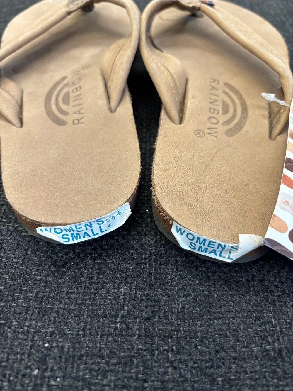 Rainbow Suede Flip Flops in Tan Small 5.5-6.5